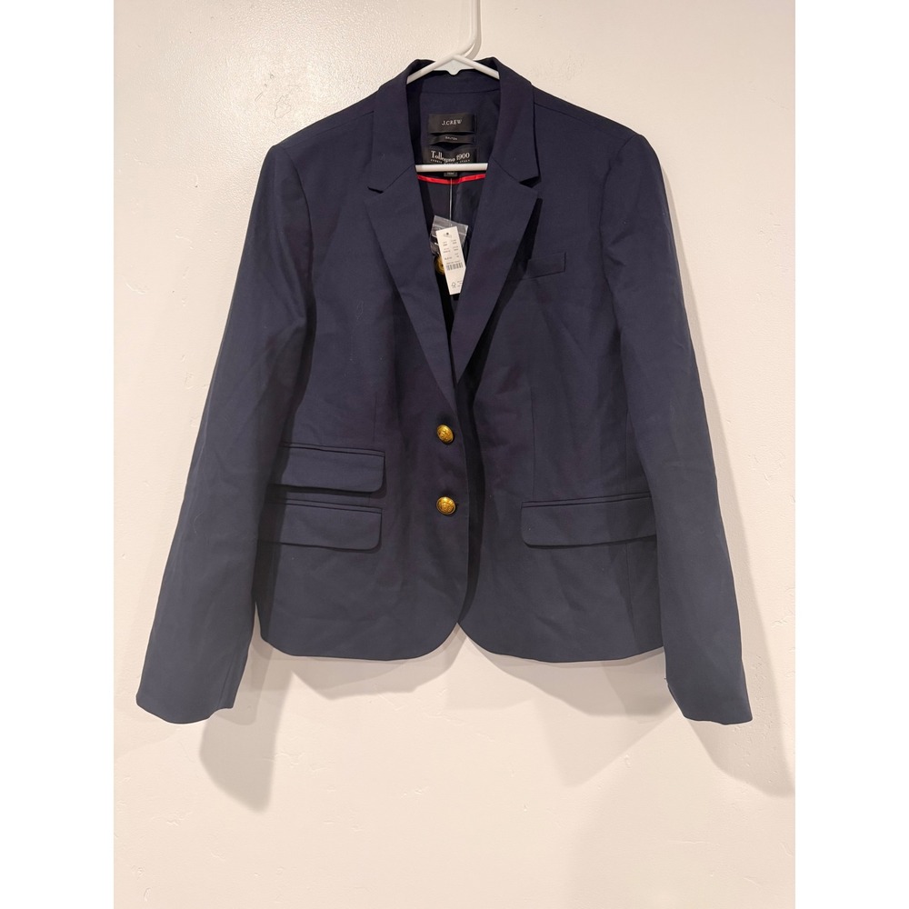 J.Crew Dalton Blazer Navy Blue Tollegno 1900 Italian Wool Gold Buttons Size 18